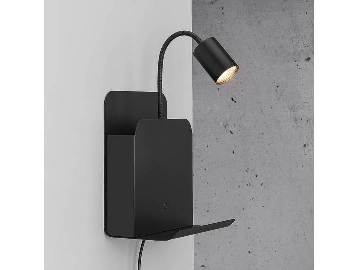 Wandleuchte Ø 6cm Schwarz/Schwarz Stahl, lackiert GU10