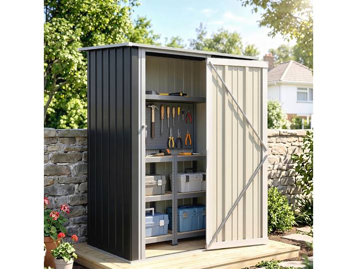 Outsunny Abri de Jardin 1m² Acier Gris Porte Verrouillable