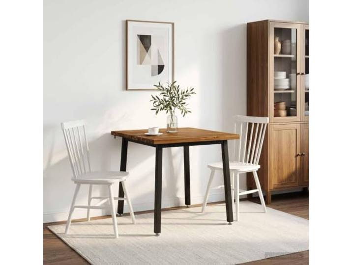 Quadratischer Esstisch 80 x 80 x 75 cm Massivholz Akazie Verzinkte Stahlbeine,-Rutsch-Zubehör,Innenbereich,Esszimmer,Wohnzimmer,klare Linien