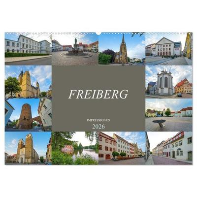 Freiberg Impressionen (Wandkalender 2026 DIN A2 quer), CALVENDO Monatskalender