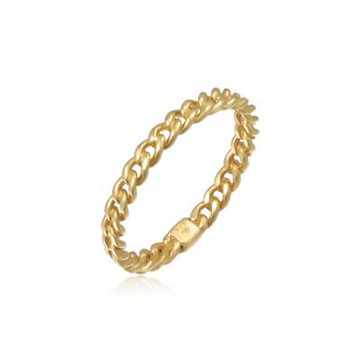Silberring ELLI PREMIUM "Ring Gliederring Bandring Panzerkette 375er Gelbgold" Gr. 58, gold, Fingerringe, Damen, 58, Gelbgold 375, Silberring