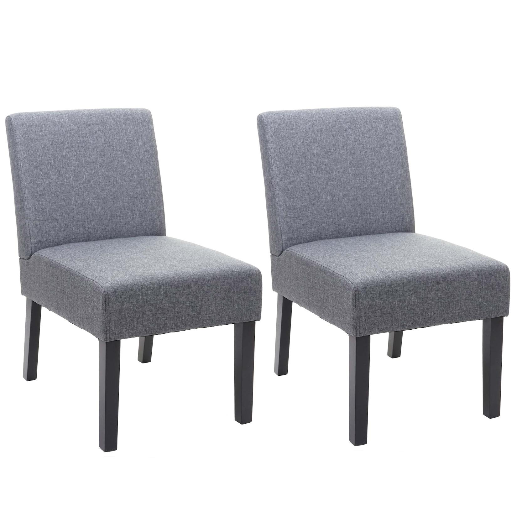 2er-Set Esszimmerstuhl MCW-F61, Stuhl Lounge-Stuhl, Stoff/Textil ~ dunkelgrau