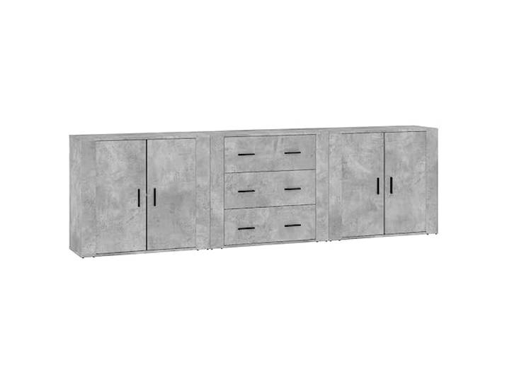 TYVANDE Sideboards 3 Stück Grau Zement Holz Mehrschichtig 80 x 33 x 70 cm Glattes Mehrschichtholz, 3 Sideboards, Betongrau, Wandbefestigung, Montageanleitung