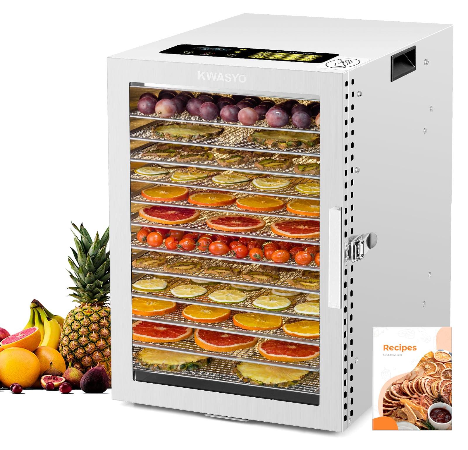 Lebensmitteltrockner Edelstahl, 12 Fächer, 20-90 °C, 24h Timer