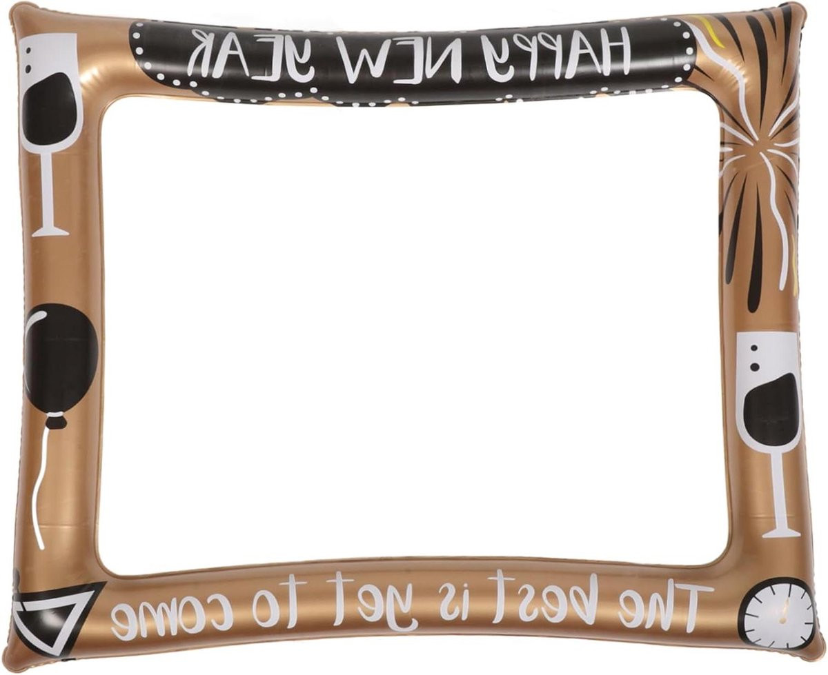 Gouden opblaasbare fotolijst selfie prop voor feestelijke foto's B/D/H: 78 x 65 cm