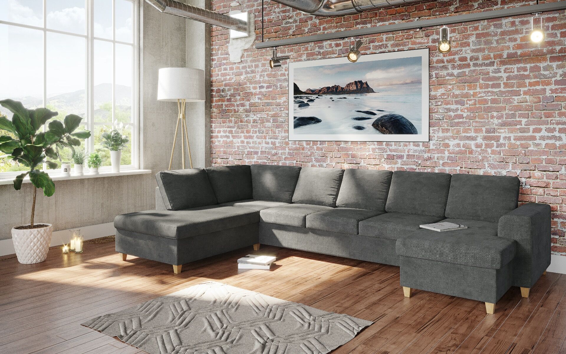 Holmsbu A4d U-Sofa Med Sjeselong - Mørk Grå