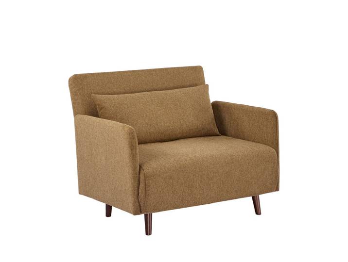 Fauteuil convertible en tissu pieds bois foncé - bronze