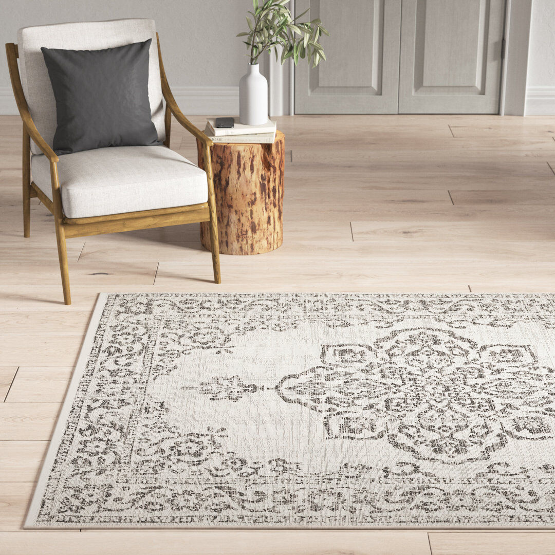 Fernleaf Brierfield Rectangle Oriental Indoor / Outdoor Area Rug Cream;Black Rectangle 200 x 290cm