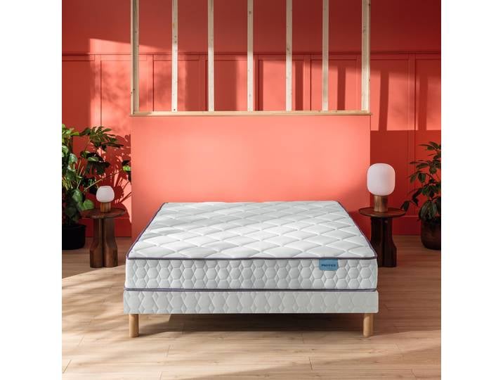 Ensemble sommier et matelas 140x200 cm ressorts et mémoire de forme ferme Merinos Cheer Bed