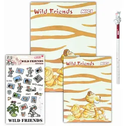 NICI - Wild Friends Schreibwaren-Set 4-teilig (2x Notizblöcke, Stift, Sticker)
