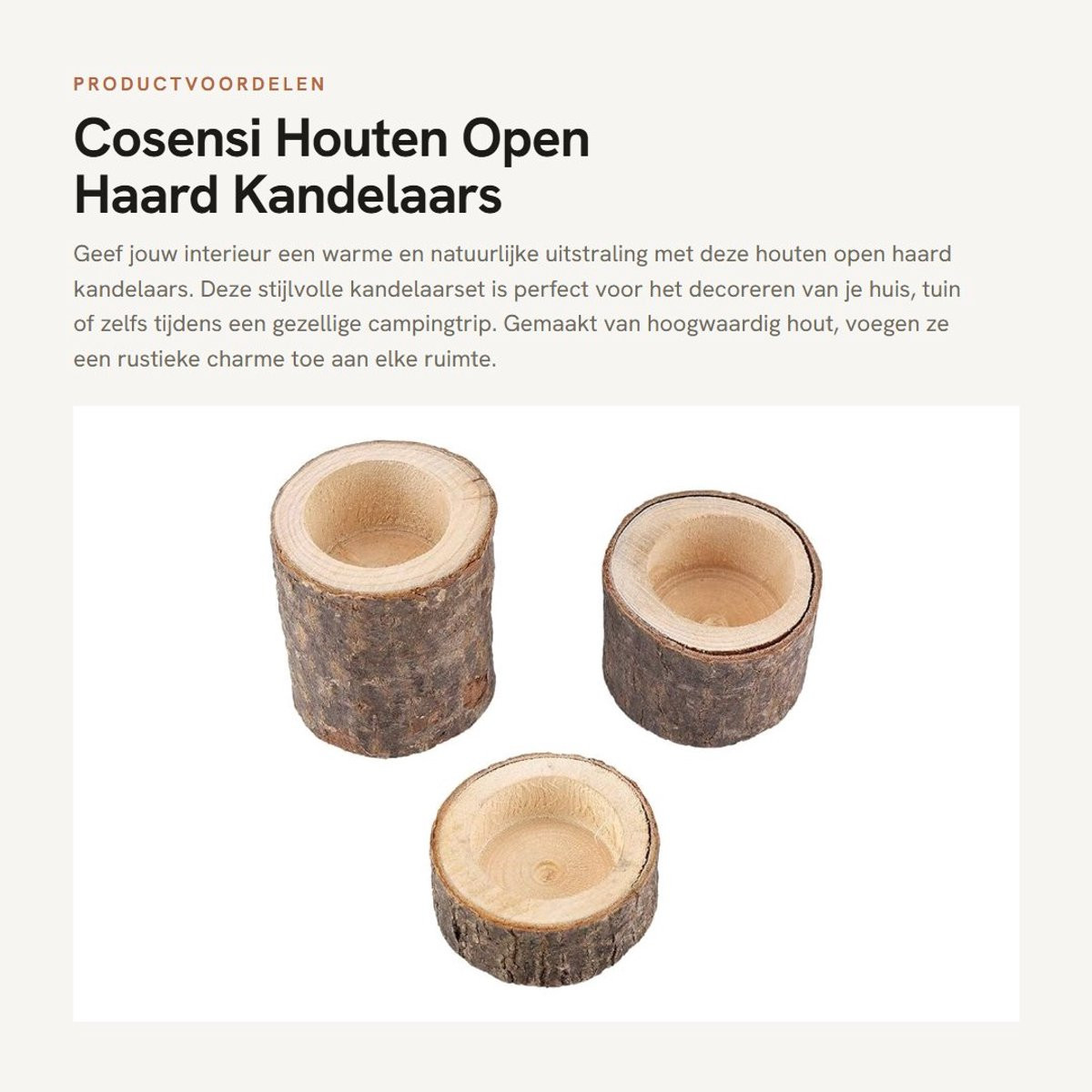 Dailygoods Drie-delige Houten Kandelaar Set met Bloempot Design voor Huis en Tuin