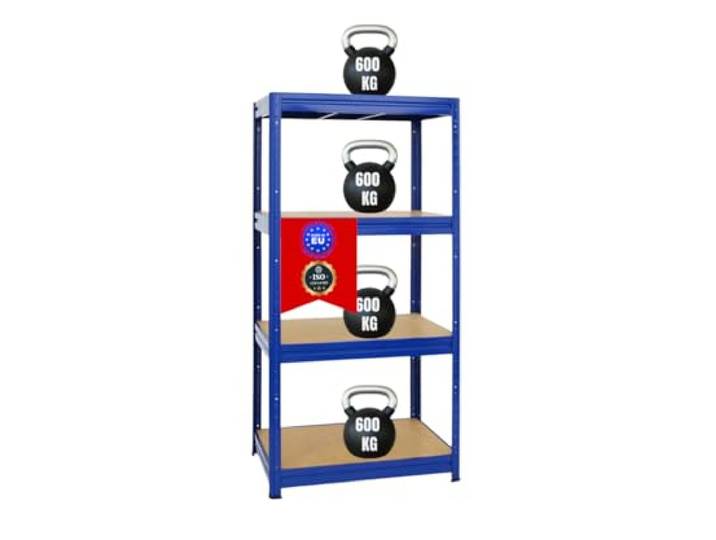 PROREGAL Schwerlastregal Dino 180x90x60 cm Fachlast 600kg Blau, Garagenregal, Lagerregal, Steckregal, Kellerregal