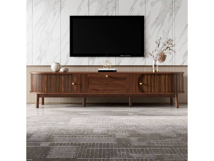 Meuble TV moderne pour salon en MDF couleur noyer meuble TV de 170 cm avec rangement