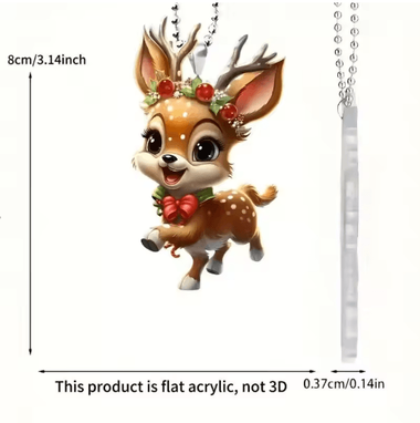 Inspire Picks Cute Reindeer Christmas Ornament Acrylic Cartoon Elk Tree Decoration b
