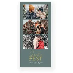 Weihnachtskarte: Goldmomente mit Fotos in Grün