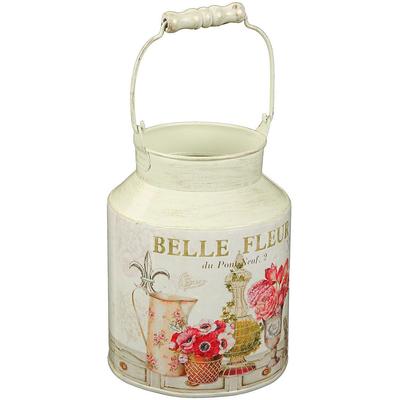 Dekovase AMBIENTE HAUS "Fleur-Milchkanne", beige (creme), B:14cm H:27cm T:14cm Ø:14cm, Metall, Vasen