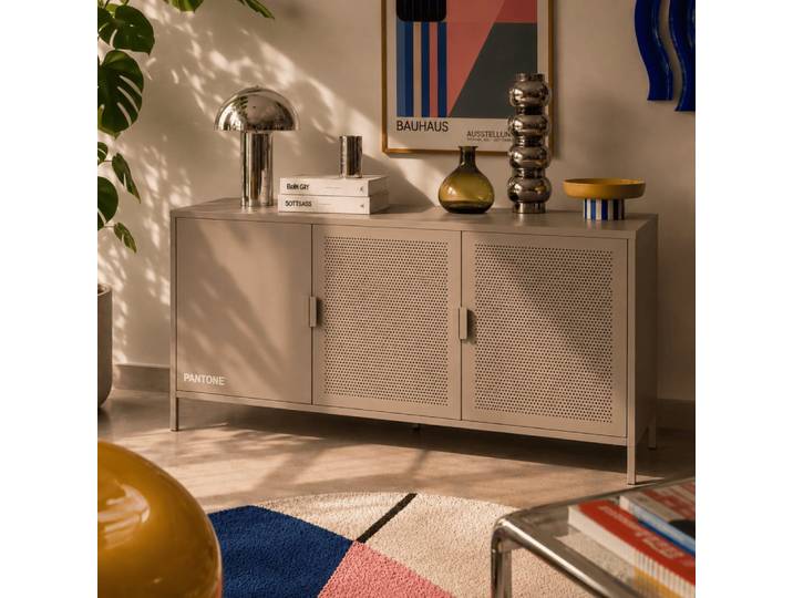 Buffet 3 portes métal taupe 160cm