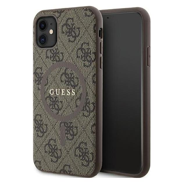 Guess GUHMN61G4GFRW iPhone 11 6.1" / Xr brązowy/brown hardcase 4G Collection Leather Metal Logo MagS (Apple iPhone 11, Apple iPhone XR) (GUHMN61G4GFRW)