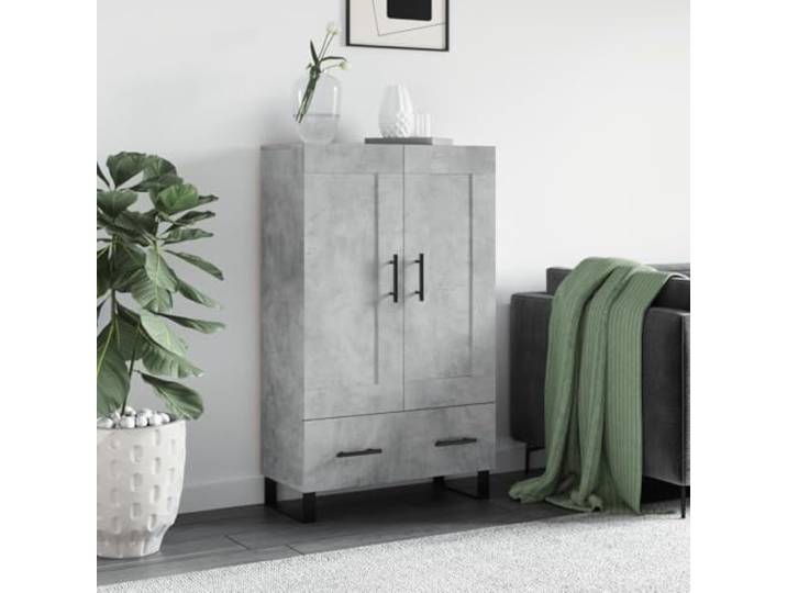 RJPLMFV Anrichte, hoch, betongrau, 69,5 x 31 x 115 cm, Holz, Technik Geräumige Aufbewahrung, feuchtigkeitsbeständige Oberfläche, Wandbefestigung inklusive, ideal für Wohnzimmer