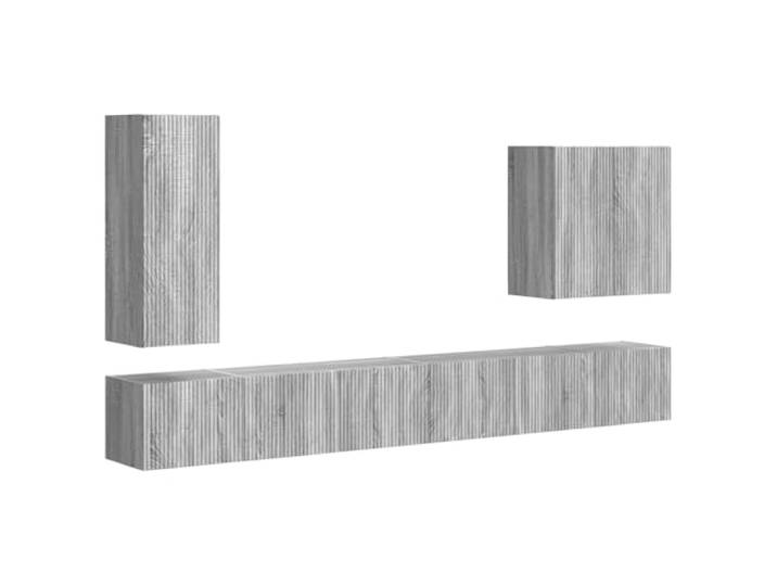 LMTYOENFG TV Lowboard Set 6-TLG, Hängeschrank Wandregal Graues Sonoma Flexibles 6-teiliges Möbelset in Graues Sonoma für Wohnzimmer & Schlafzimmer: Mit 9 Klapptüren und reichlich Stauraum.
