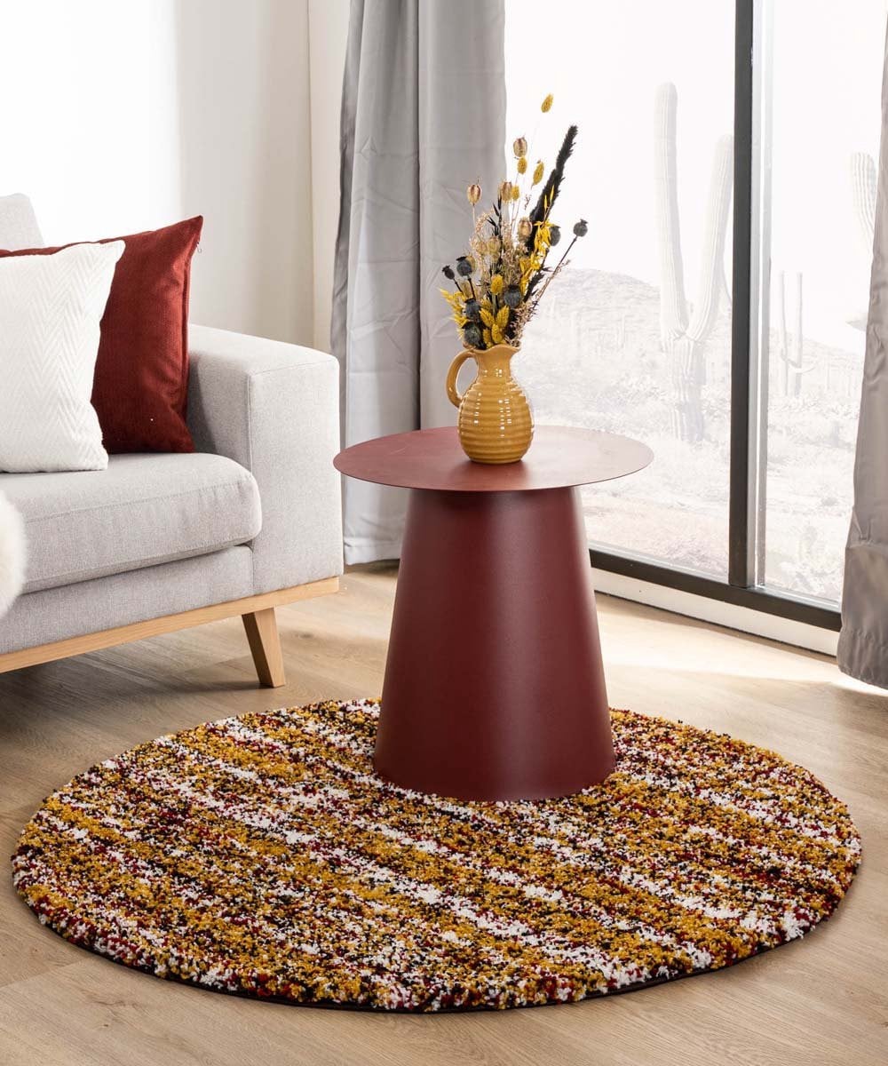 Rond berber vloerkleed Artisan Essa multi/okergeel