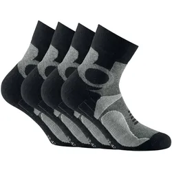 Rohner Basic Unisex Trekking Quarter Socken, 4er Pack - Basic Outdoor Socks, Sportsocken Grau / 39-42