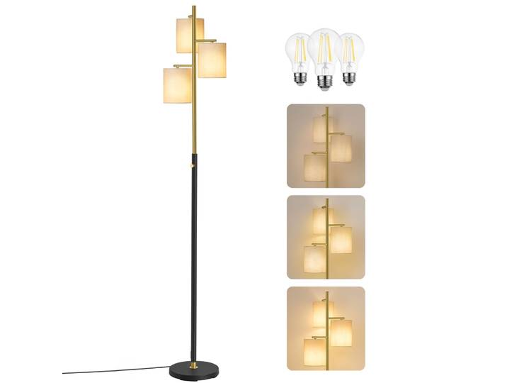 Lampadaire à luminosité réglable avec bouton rotatif 173 cm noir