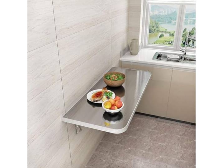 Gaommini Wandmontierter Klapptisch – 100 Pfund Kapazität, Herunterklappbarer Küchen-Esstisch, Hängetisch Für Den Balkon Im Freien Mit Edelstahlhalterungen(L90xW40cm/L35xW16in)