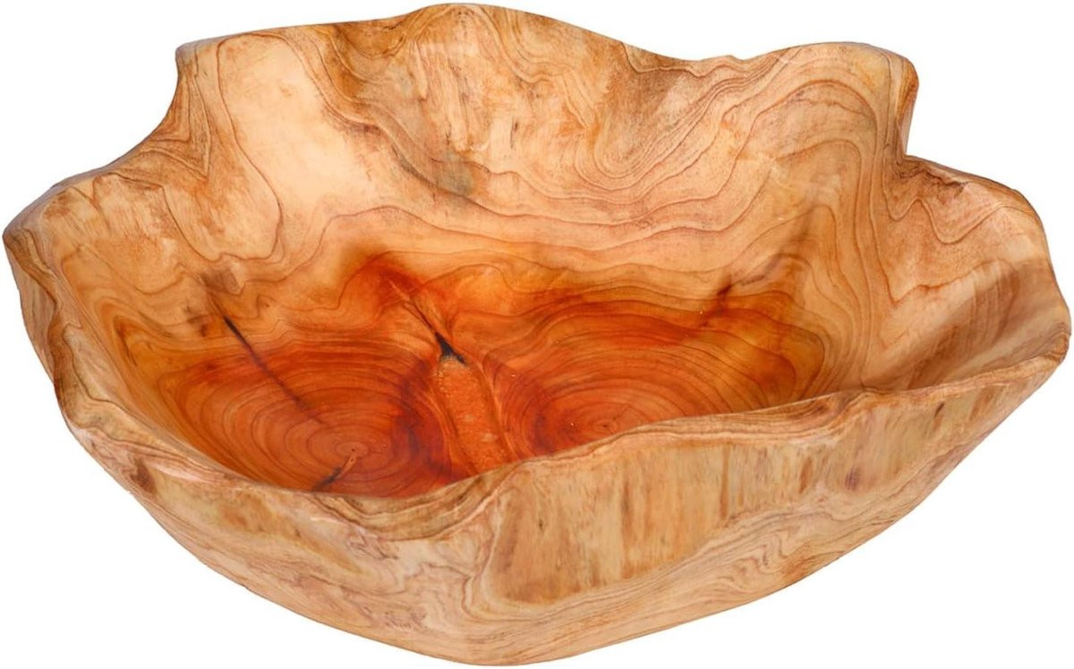 Handgemaakte unieke houten decoratieve schaal - Beige - Medium 10-12 inch