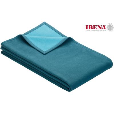 Wohndecke IBENA "Cotton Pur", blau (petrol, türkis), B:140cm L:200cm, Baumwolle, Wohndecken, Wohndecke, in trendigen Farben