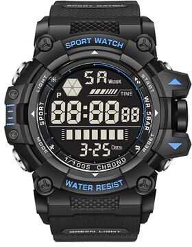 DynamicDeals Outdoor Sport Digital Watch, LIGE Man Watch Top Brand Luxury, Luminous Waterproof Electronic Calendar Watch Men black Blue