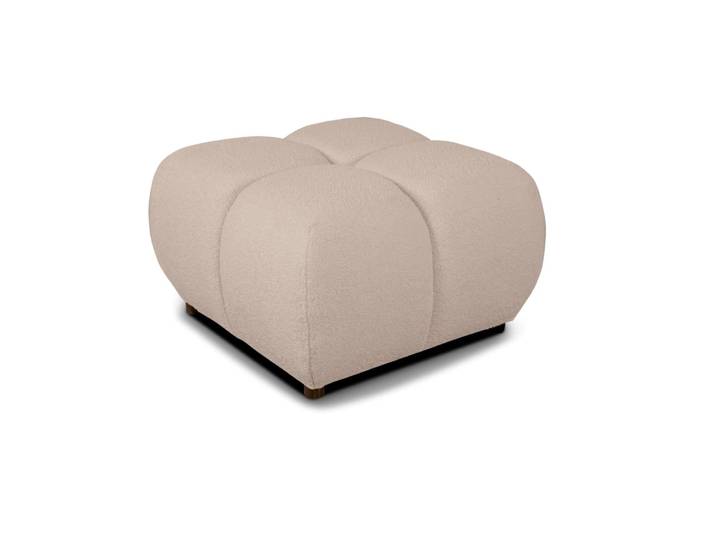 Pouf carré en tissu bouclette taupe