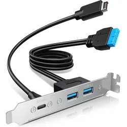 Graugear Multi PCI Blende 1x USB-C, 2x USB-A (USB-C, 3 Ports), Dockingstation + USB Hub, Silber