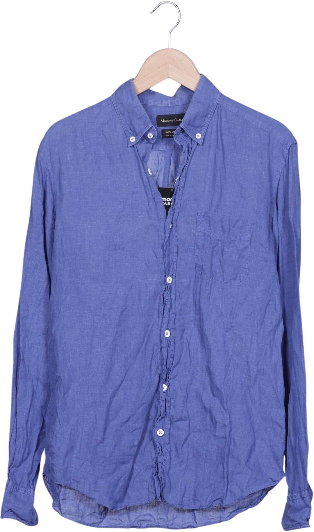 Massimo Dutti Herren Hemd, Blau, Gr. M, Leinen - Second Hand