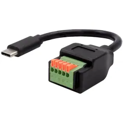 Exsys USB-C Terminal Block Adapter, Schnittstellen Adapter, Schwarz
