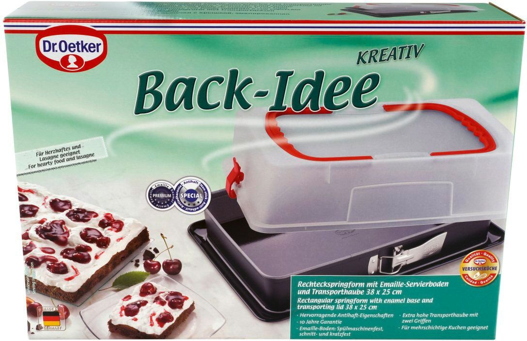 Backform "Kreativ", schwarz (schwarz, transparent), B:29cm L:42cm, Stahlblech, DR. OETKER KÜCHENHELFER, Küchenformen, Backform, mit Emailboden und Haube schwarz, transparent B/H/L: 29cm x 7cm x 42cm