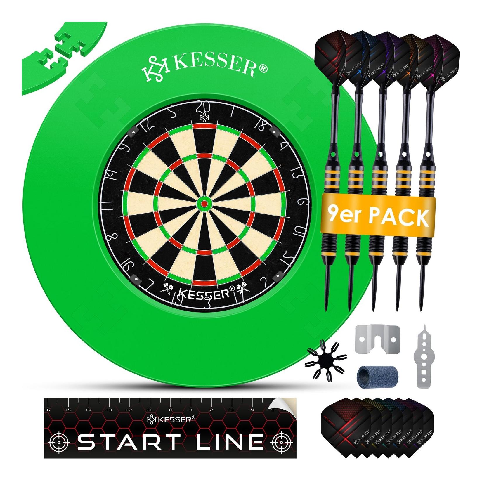 KESSER® Dartscheibe Sisal Professional Dartboard + Zubehör Steeldart Offizielles Dartscheibe Profi Steeldartscheibe - Dartboard inkl. Montageset