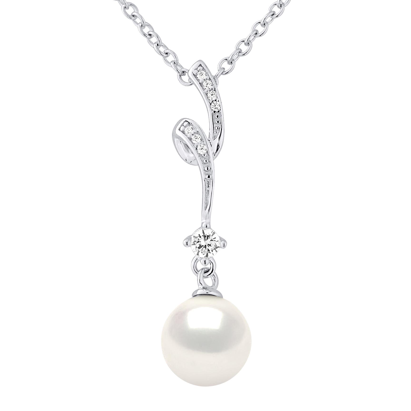 Witte parel fancy ketting zirkoniumoxiden - zilver 925