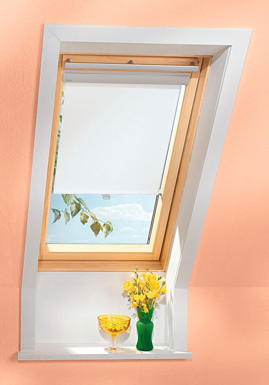 Dachfensterrollo VELUX "mit Haltekrallen RHL 200 1086", beige (hellbeige), 204 206, Aluminium, Polyester, Rollos, Lichtregulierung und Privatsphäre