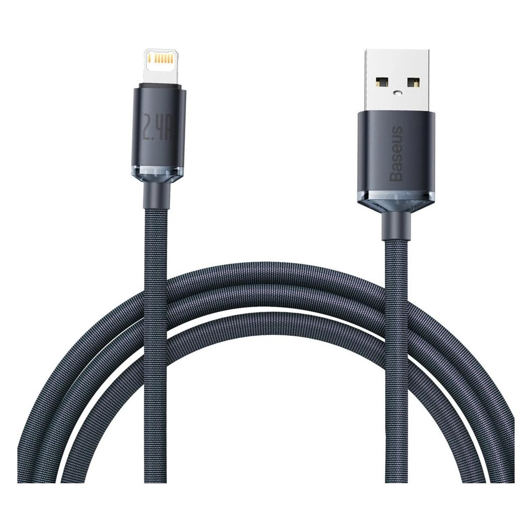 Baseus Crystal Shine Series Fast Charging Data Cable USB to iP 2.4A 2m Black (2 m, USB 2.0) (CAJY000101)