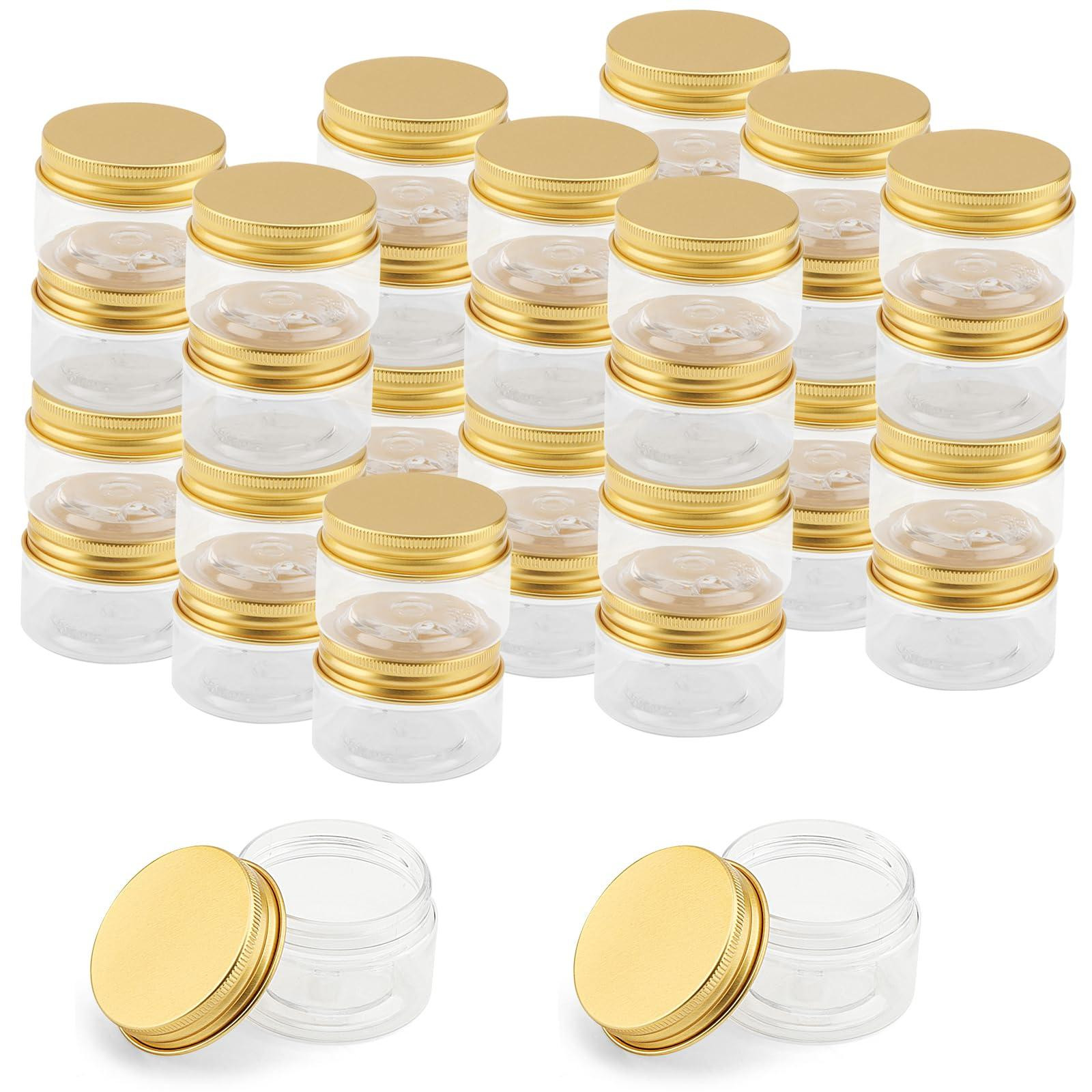 Dripio Verpakking van 36 doorzichtige plastic bakjes van 30 ml met gouden deksel