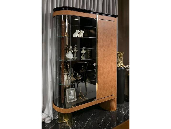 JVmoebel Buffet-Vitrine Klassische Braune Wohnzimmer Vitrine Designer Glasvitrine Schrank, Glas / Holz, (1-tlg)