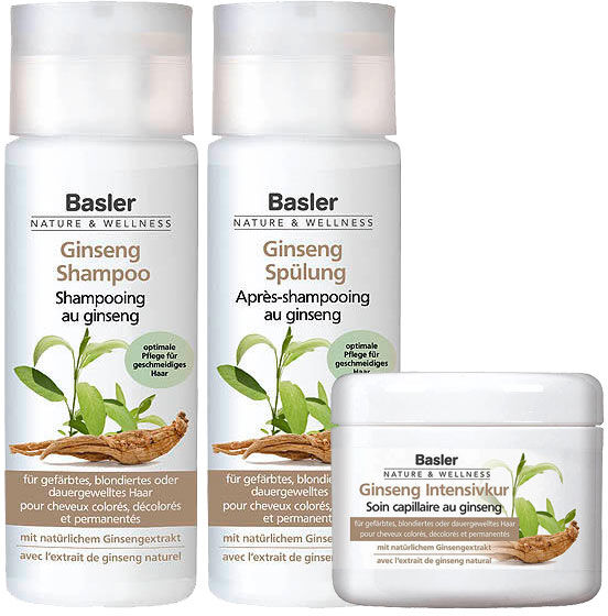 525ml basler Ginseng Set (Shampoo 200ml + Spülung 200ml + Intensivkur 125ml)