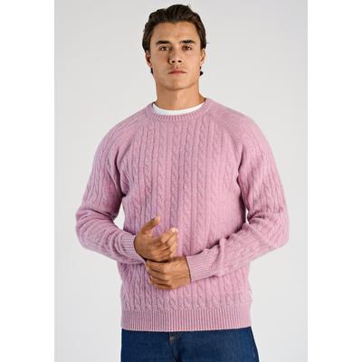 Strickpullover LINDBERGH "Strickpullover Relaxed Fit", Herren, Gr. XL, rosa (lavender mel), Obermaterial: 80% Wolle, 20% Nylon, Rundhals, Pullover Strickpullover