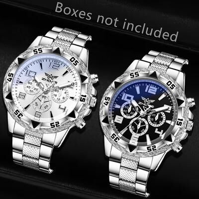 Friendly Fresh Finds Mens Fashion Quartz Watch Set With Digital Scale Dial Perfect For Daily Wear silver