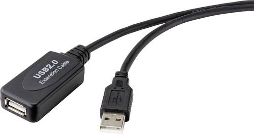 Renkforce USB-Kabel USB 2.0 USB-A Stecker, USB-A Buchse 10.00m Schwarz Aktiv mit Signalverstärkung RF-4535084