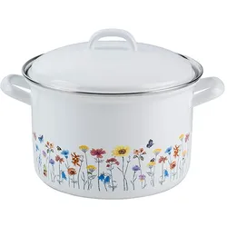 Riess Fleischtopf mit Deckel Ø20cm 3,5 Liter Country Flora Emaille