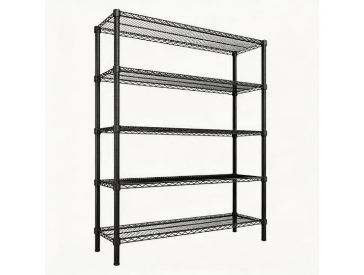 Koioplie Metallregal 120x45x183 cm 5-stufig 3300 lbs Drahtablagen Schwarz 1500 kg Tragkraft, verstellbare Ebenen, freistehend, Pulverbeschichtung