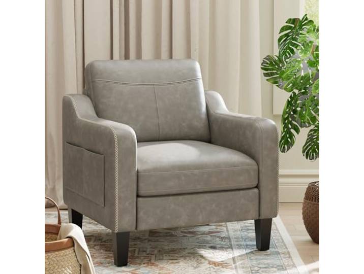 MALOL Sessel Wohnzimmer, Ohrensessel Wohnzimmer, Polstersessel Fernsehsessel mit Armlehnen Einzelsofa, Fernsehsessel Relaxsessel，Lesesessel für Wohnzimmer Büro Schlafzimmer, Grau