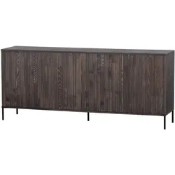 Sideboard Gravure aus Holz und Eschenfurnier, modern, Espresso Braun, Push-to-Open Türen, 200 cm